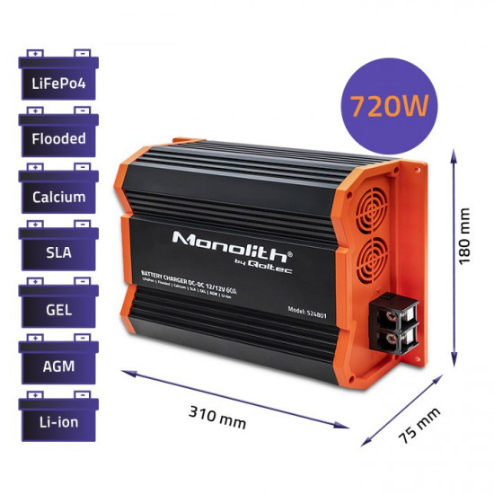 DC DC charger 720W for LiFePO4 AGM, 60A