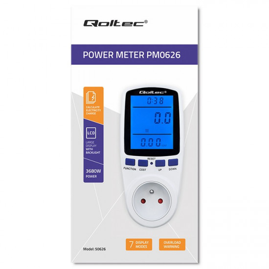 Power meter PM0626 3680W, 16A, LCD