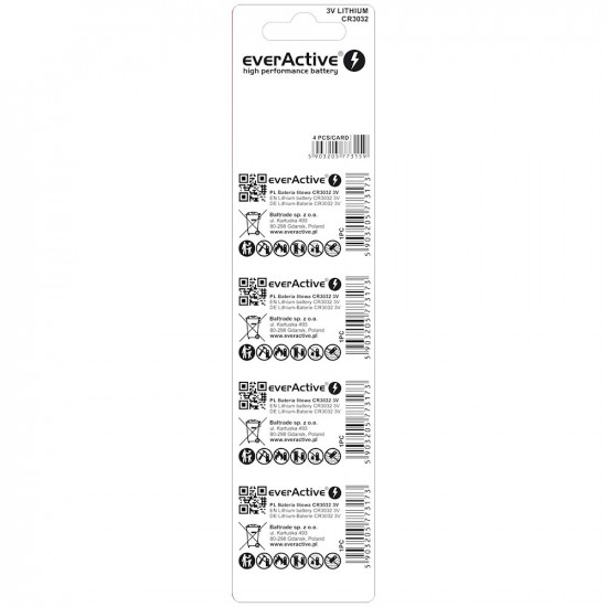 LITHIUM MINI BATTERIES CR3032 4 PCS.