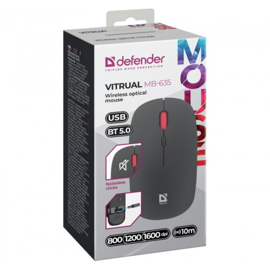 Wireless mouse Silent Click Virtual MB-635 RF+BT 1600DPI 4P