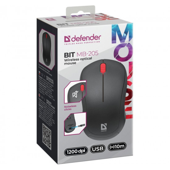 Wireless mouse Silent Click Bit MB-205 RF 1200DPI 3P black