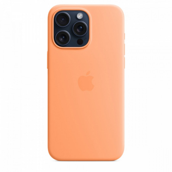 Silicone case with MagSafe for iPhone 15 Pro Max - orange sorbet