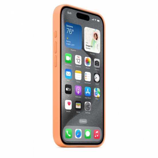 Silicon case with MagSafe for iPhone 15 Pro - orange sorbet