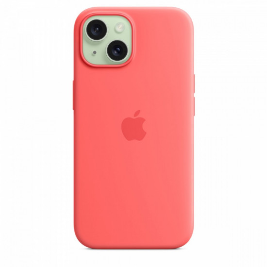 Silicone case with MagSafe for iPhone 15 - guava