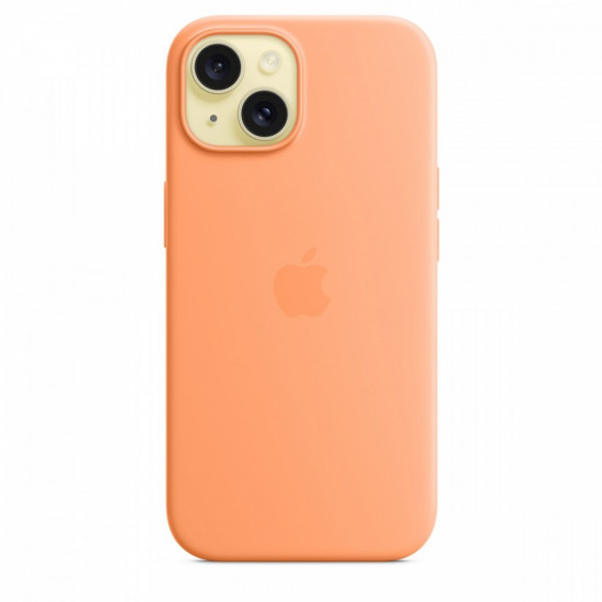 Silicone case with MagSafe for iPhone 15 - orange sorbet