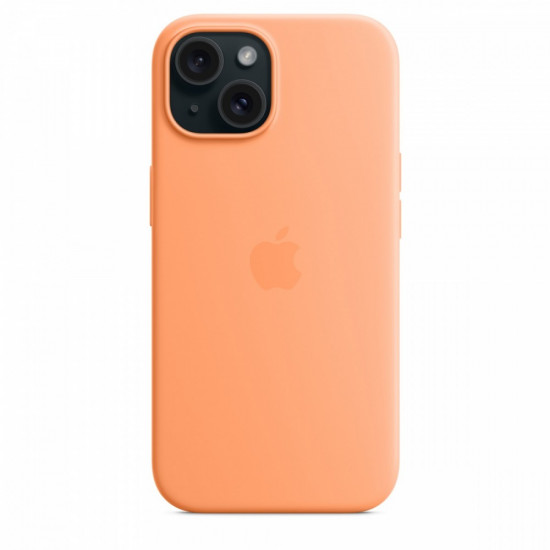 Silicone case with MagSafe for iPhone 15 - orange sorbet