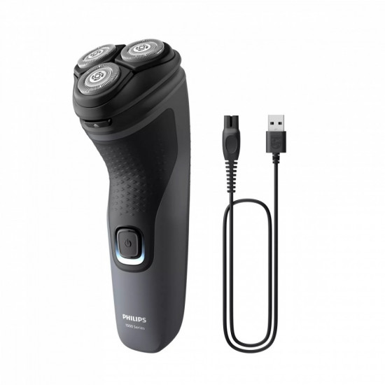 Philips Dry electric shaver Series 1000 S1142/00, Dry only, PowerCut Blade System, 4D Flex Heads, 40min shaving / 8h charge