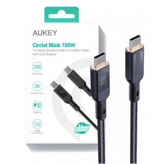 AUKEY CB-MCC102 Nylon C able USB C - USB C 1.8m