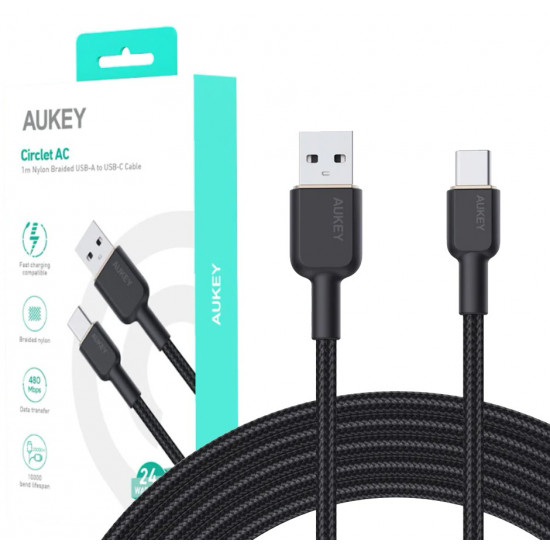 AUKEY CB-NAC1 Nylon cab le USB C - USB A 1m 3A