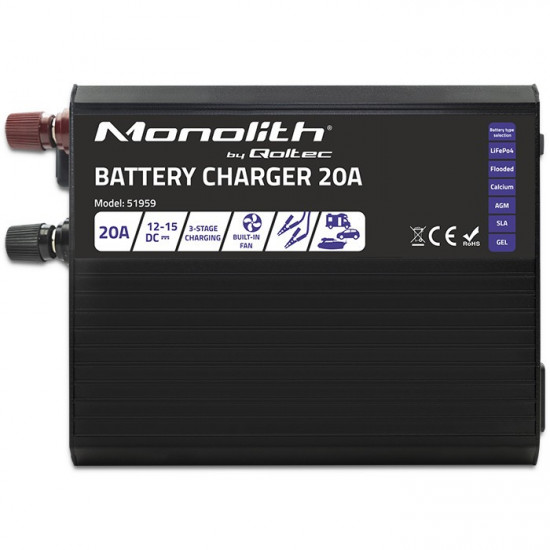 Charger for LiFePO4 AGM GEL SLA batteries, 20A