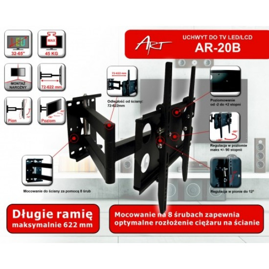 LCD bracket AR-20B 32-55 inches 45kg H/V