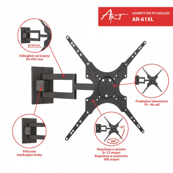 Uchwyt LCD AR-61XL 19-46 cali 25kg LCD/LED