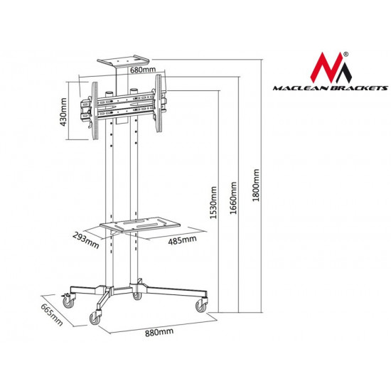 Professional stand, trolley on wheels Maclean MC-661 max 55kg max 600x400