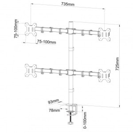 Handle to 4 lcd monitors 13-27'' L-04N