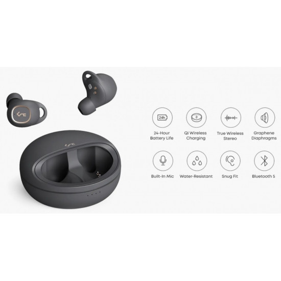 EP-T10 Dark Grey Premium True Wireless Bluetooth Earbuds | IPX5 | A2DP | AVRCP | HFP | HSP | SBC | AAC | 88dB | 16Ohm