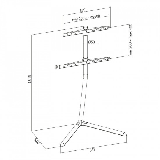 TV stand with V-foot black