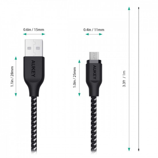 Quick Charge micro USB-USB | 1.2m | 5A | 480 Mbps | CB-AM1 Black cable