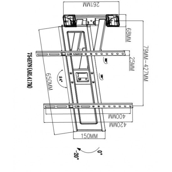 TV wall mount TB-754E 37-70 inch 35kg max VESA 600x400