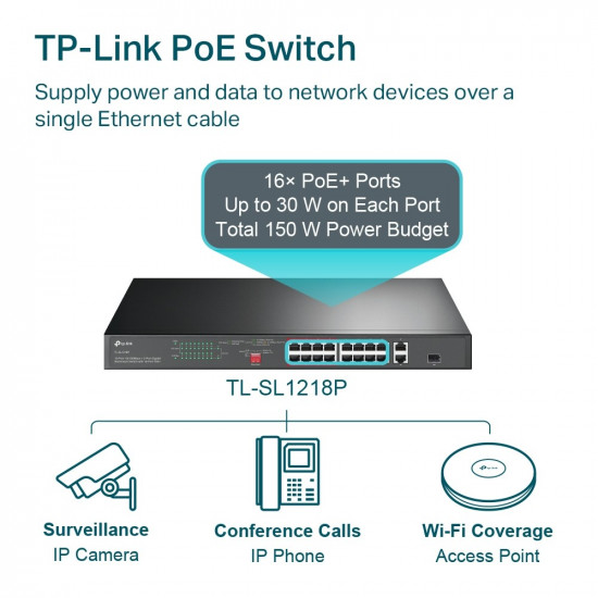 TP-Link SL1218P switch 16xFE PoE+ 2xGb 1xSFP