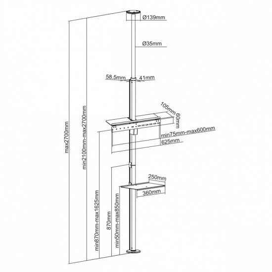 Telescopic TV holder Maclean MC-791N