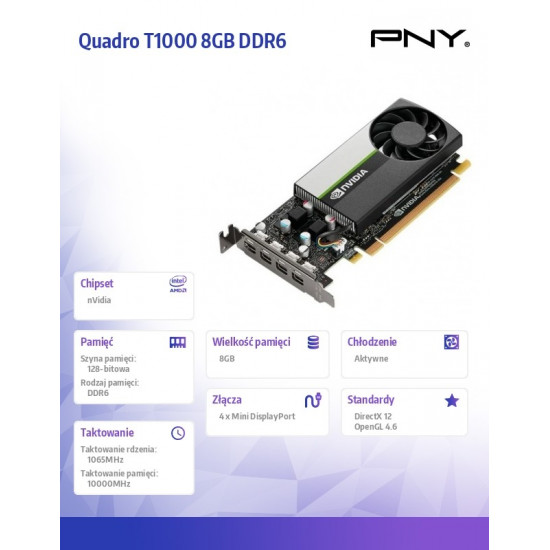 Karta graficzna Quadro T1000 8GB DDR6 VCNT1000-8GB-PB