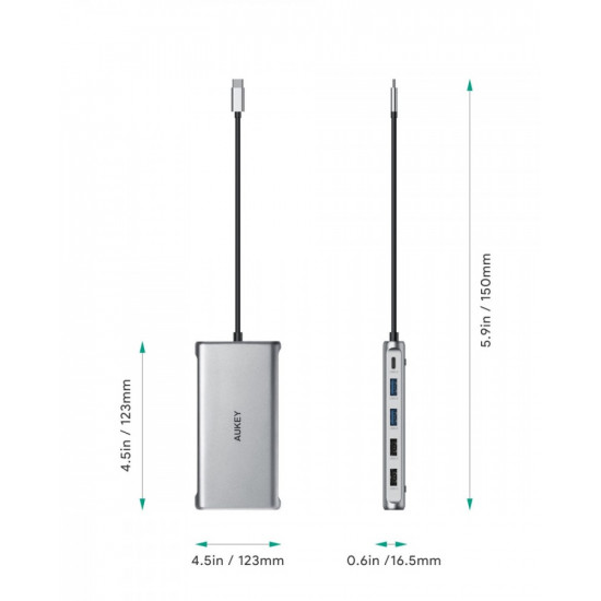 HUB CB-C78 aluminum USB-C | 12w1 | RJ45 Ethernet 10/100/1000Mbps | 2xUSB 3.1 | 2xUSB 2.0 | 2xHDMI 4k@30Hz | VGA | SD i microSD | USB-C | USB-C