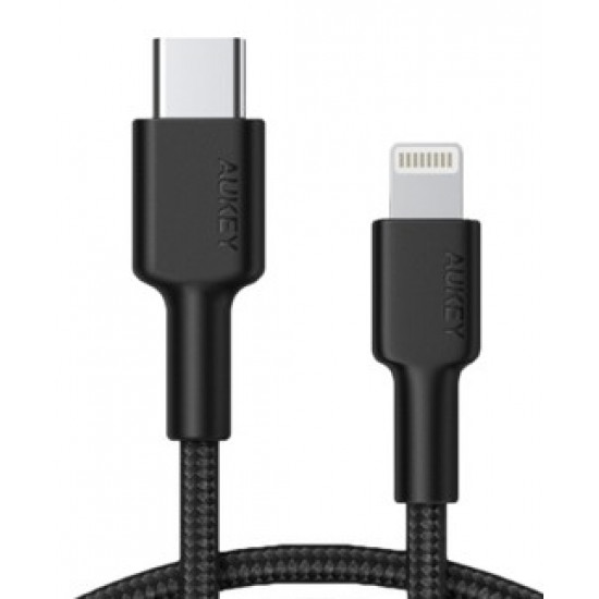 Cable CB-CL02 Black nylon Lightning-USB C | USB Power Delivery USB-PD | certificate MFi Apple