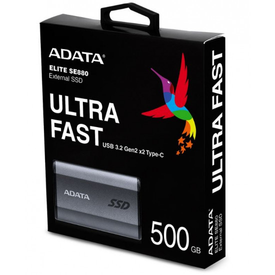 External SSD|ADATA|SE880|500GB|USB-C|Write speed 2000 MBytes/sec|Read speed 2000 MBytes/sec|AELI-SE880-500GCGY