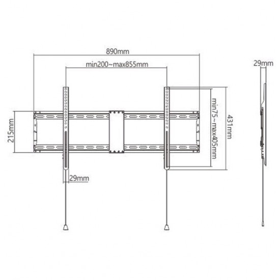 TV Wall Mount 43 - 90 inch 70 kg fixed