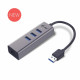 USB 3.0 Metal 3 Port HUB with Gigabit Ethernet Adapter