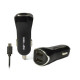 Car charger 2xUSB + microUSB 2.1A black