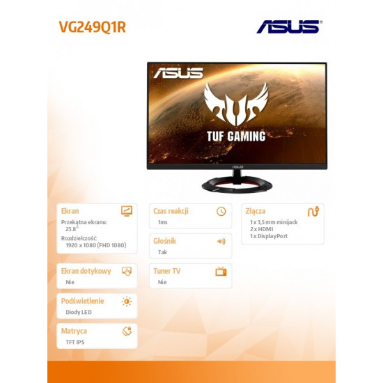 Monitor VG249Q1R 23.8 inch TUF IPS HDMI DP Speaker FS