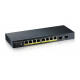 ZYXEL GS1900-10HP, 8-PORT GBE L2 POE SMART SWITCH + 2 SFP SLOTS, 802.3AT, DESKTOP, FANLESS, 70 WATT, V2