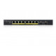 ZYXEL GS1900-10HP, 8-PORT GBE L2 POE SMART SWITCH + 2 SFP SLOTS, 802.3AT, DESKTOP, FANLESS, 70 WATT, V2