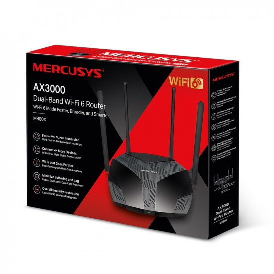 Wireless Router|MERCUSYS|Wireless Router|IEEE 802.11a|IEEE 802.11b|IEEE 802.11g|IEEE 802.11n|IEEE 802.11ac|IEEE 802.11ax|MR80X