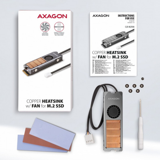 AXAGON CLR-M2FAN, activ e fan M.2 SSD, 80mm SSD