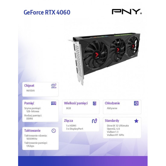 Graphic card GeForce RTX 4060 8GB XLR 8 Gaming Verto Epic-X RGB OC TF DLSS3