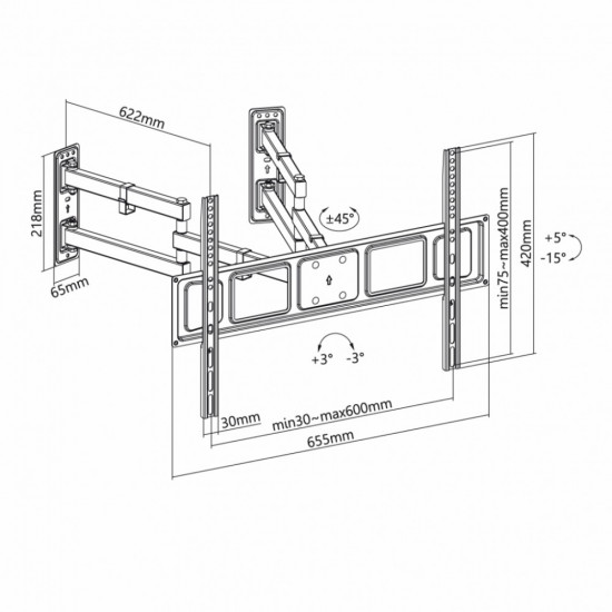 ART LCD holder AR-85 32-70& 39 & 39 45kg vert/horiz