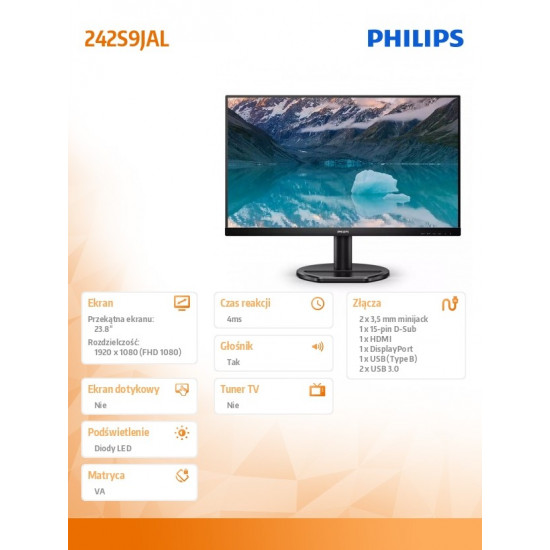 Philips 242S9JAL/00 23,8'' 16:9/1920x1080/300cd/m2/VGA DP HDMI USB Philips