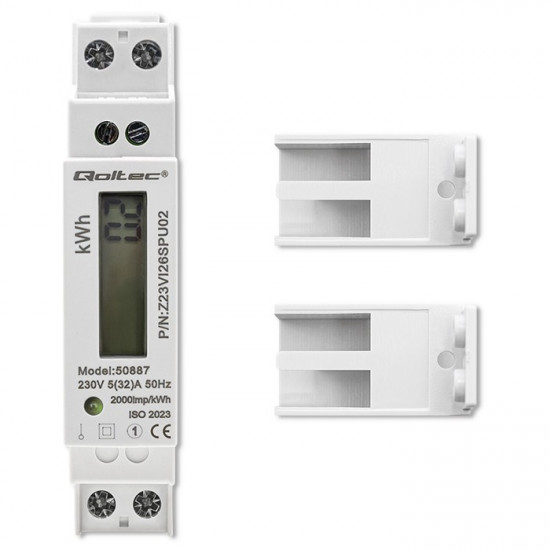 Single phase electronic energy meter DIN rail