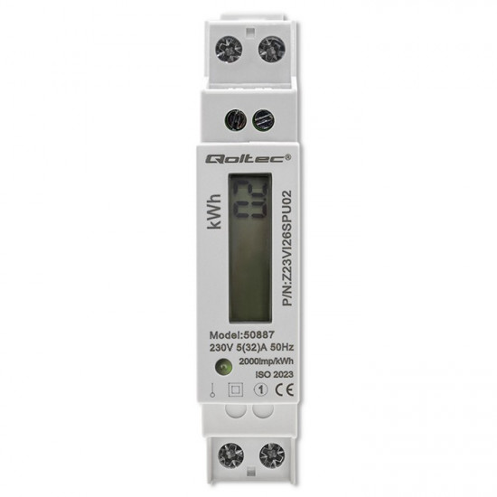 Single phase electronic energy meter DIN rail