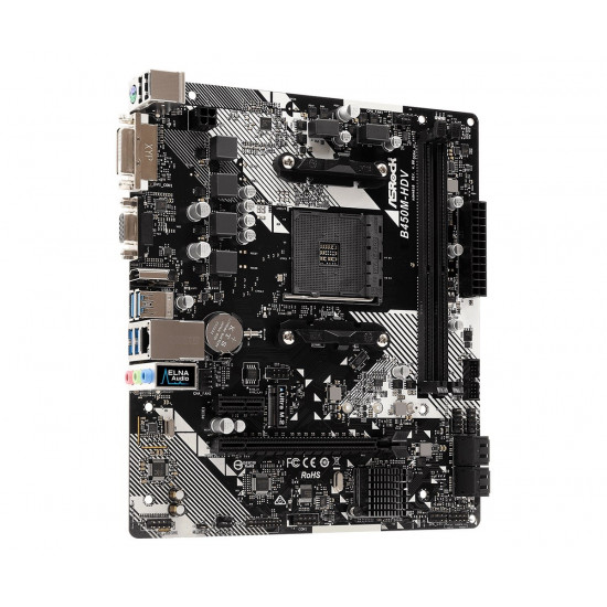 Motherboard B450M-HDV R4.0 AM4 2DDR4 VGA/DVI/HDMI/M.2 uATX