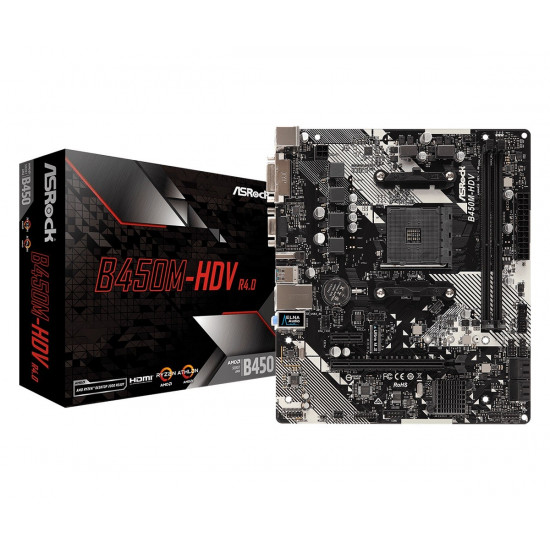 Motherboard B450M-HDV R4.0 AM4 2DDR4 VGA/DVI/HDMI/M.2 uATX