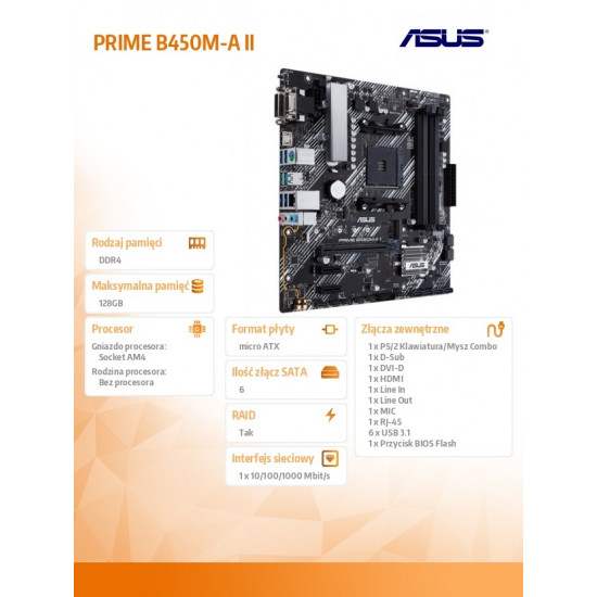 PRIME B450M-A II AM4 DD R4 HDMI/DVI/DSUB/M.2 mA