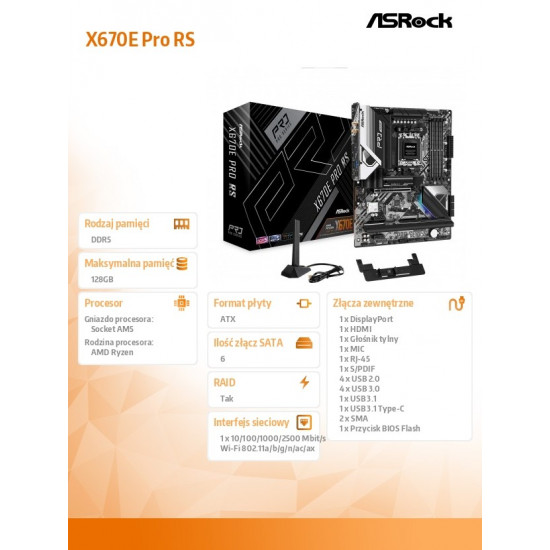 Motherboard X670E PRO RS AM5 4DDR5 HDMI/DP M.2 ATX