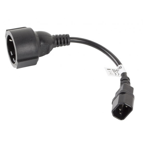 Extension power cable IEC 320 C14 - Schuko 20cm black