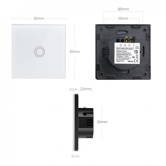 Glass Touch Light Switch Maclean MCE702W