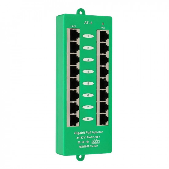 PoE Injector 8 ports Gigabit 