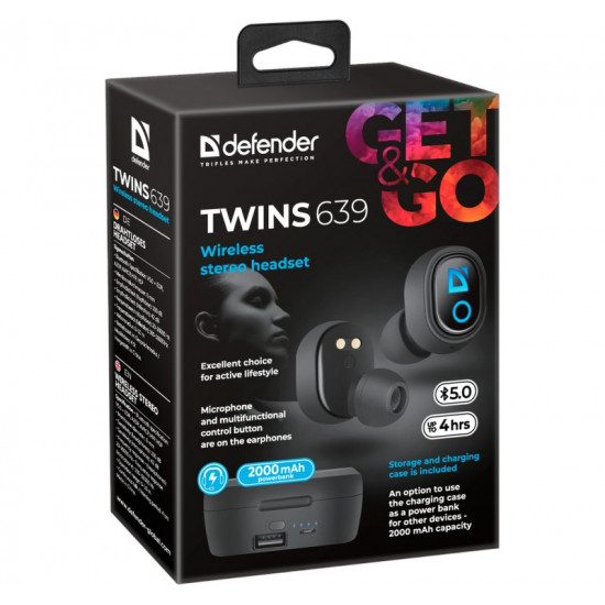 WIRELESS HEADPHONES TWINS 639 BLACK