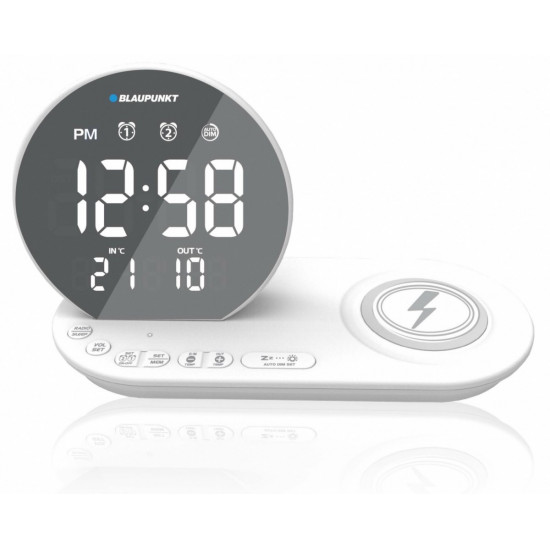 FM PLL clock radio/ALARM/USB/CR85WH Charge/Wireless charging/Indoor/outdoor temperature/white/CR85WH CHARGE